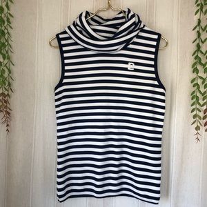 Pierre Cardin Knits Cowl Neck Blue & White Tank
